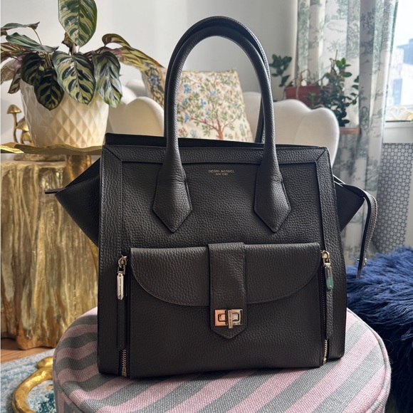 Henri Bendel Dark Green/Gray Rivington Leather Tote - Picture 1 of 6